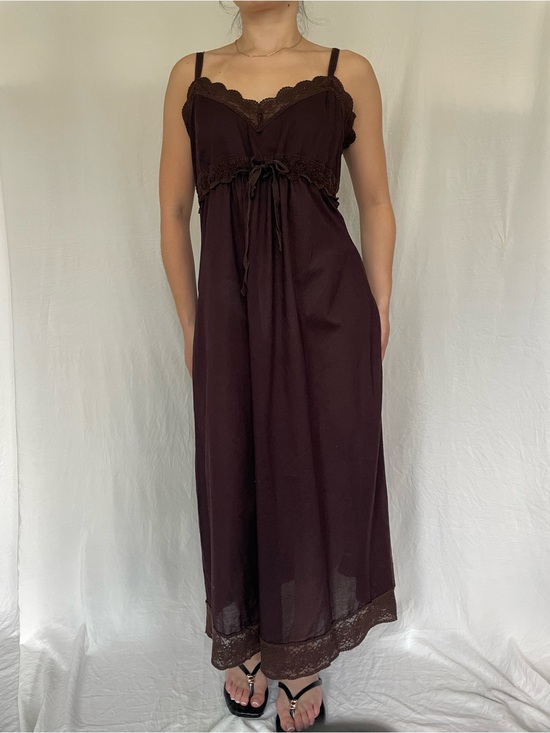 Victoria's Secret Dresses & Skirts - 90's Vintage Victoria's Secret Brown lace trim maxi cotton dress